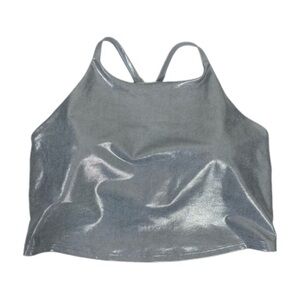 🌸5For$20🌸 Old Navy Shimmering Silver Tank Top Sports Bra Plus Size Crop Top